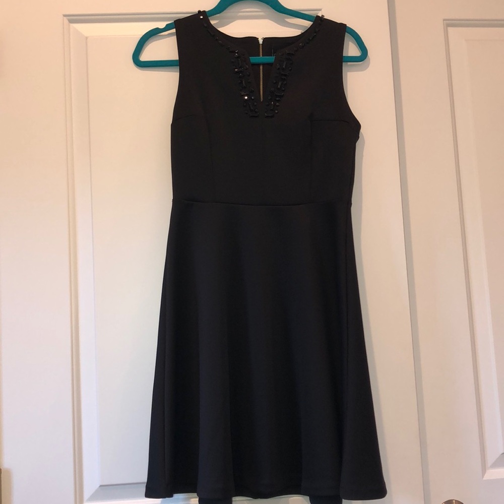Black skater dress with stone detail